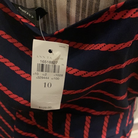 Ann Taylor Rope Stripe Nautical Dress. Adjustable red straps. - Picture 5 of 5